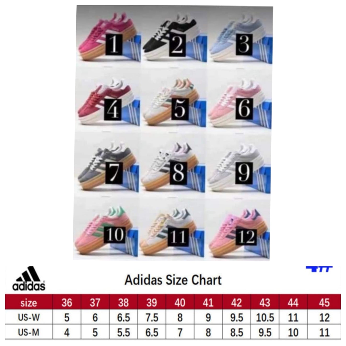 Adi Gazelle Shoes (Style 1-10)