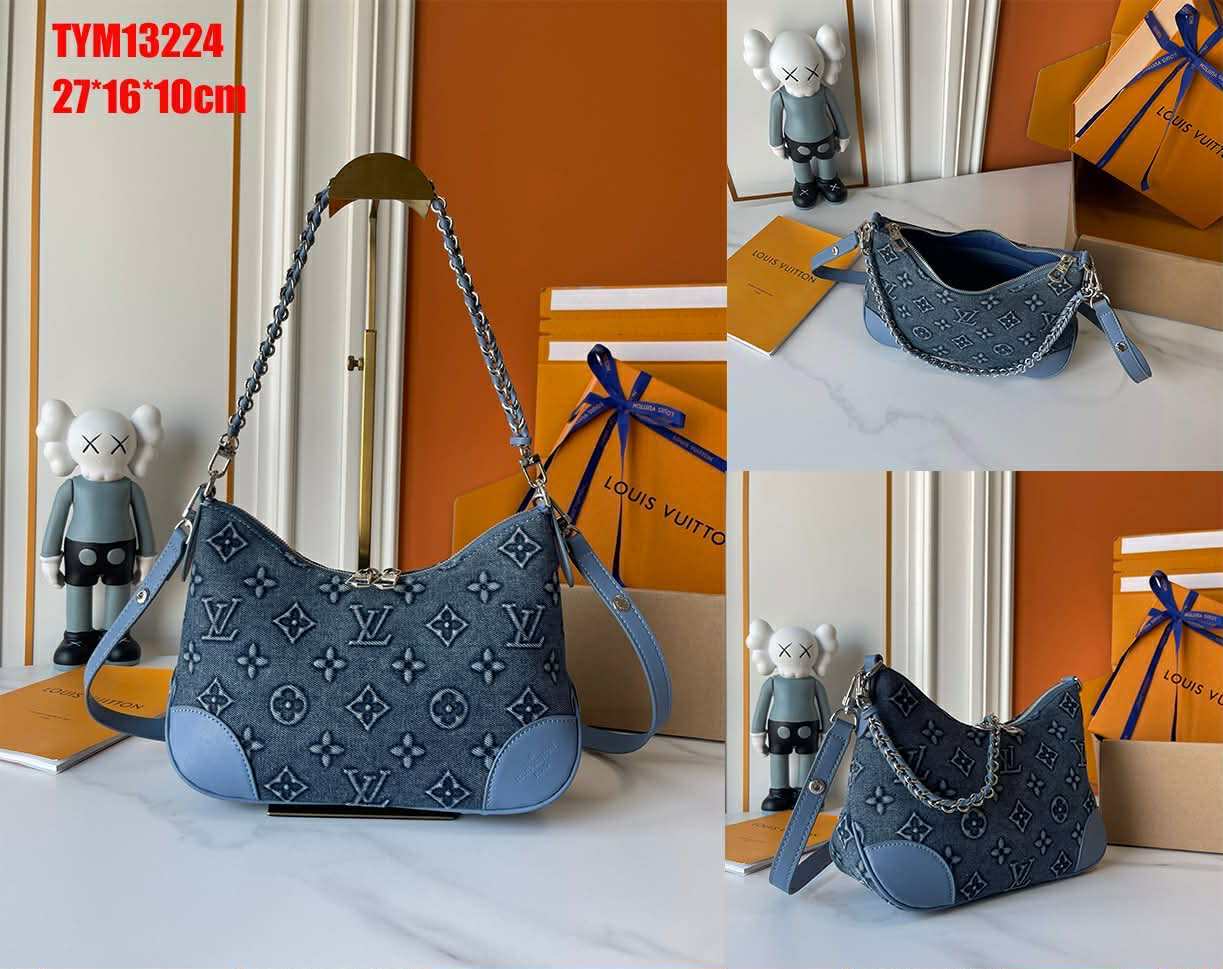 L Denim Shoulder Bag w/Strap