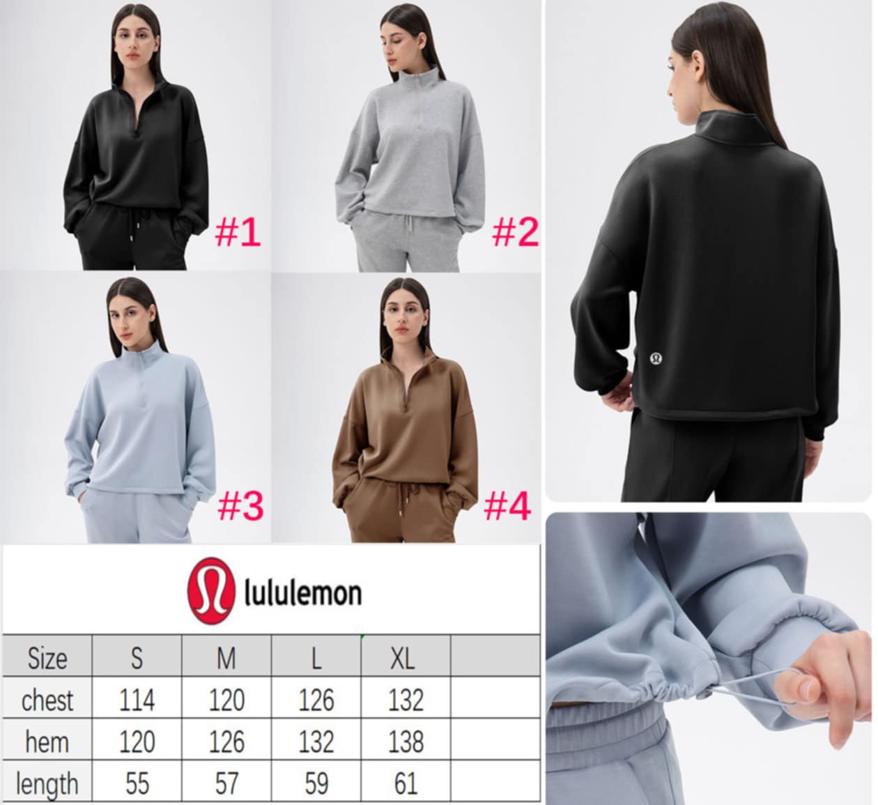 π Lu Quarter Zip Drawstring Sweatshirt