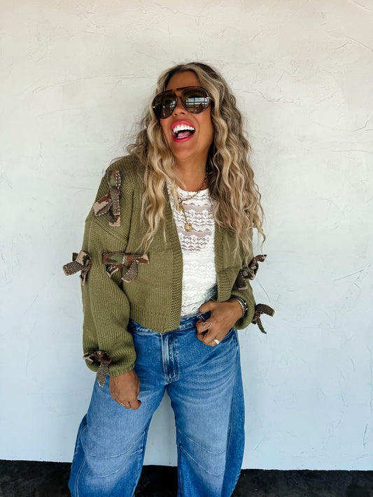SLOANE BOW KNIT CARDIGAN