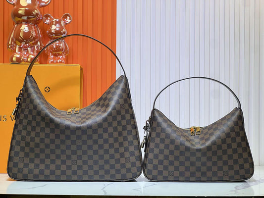L Checkered Slouch Shoulder Bag